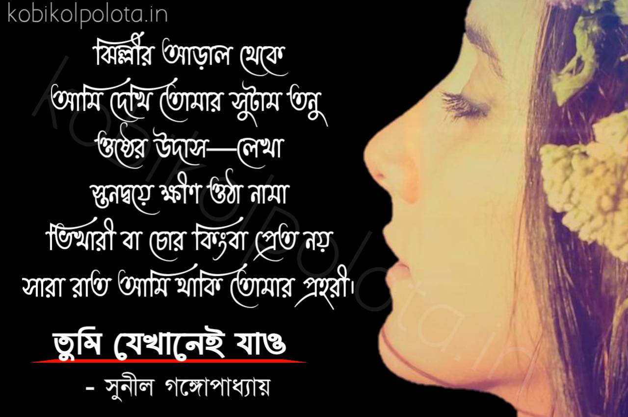 Bengali Love Poem, Tumi jekhanei jao kobita lyrics written by Sunil Gangopadhyay বাংলা প্রেমের কবিতা, তুমি যেখানেই যাও লিখেছেন সুনীল গঙ্গোপাধ্যায়।