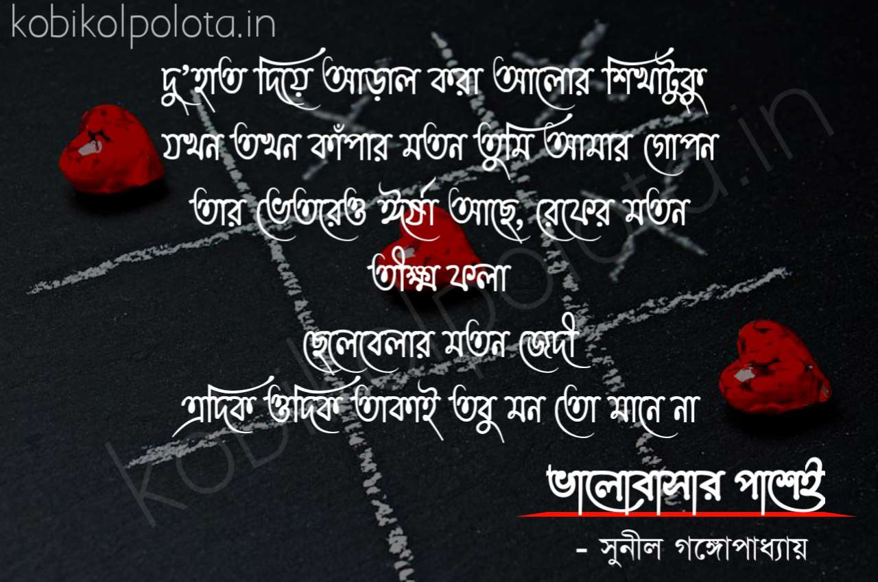 Bengali Poem, Valobashar pashei kobita lyrics written by Sunil Gangopadhyay বাংলা কবিতা, ভালোবাসার পাশেই লিখেছেন সুনীল গঙ্গোপাধ্যায়।