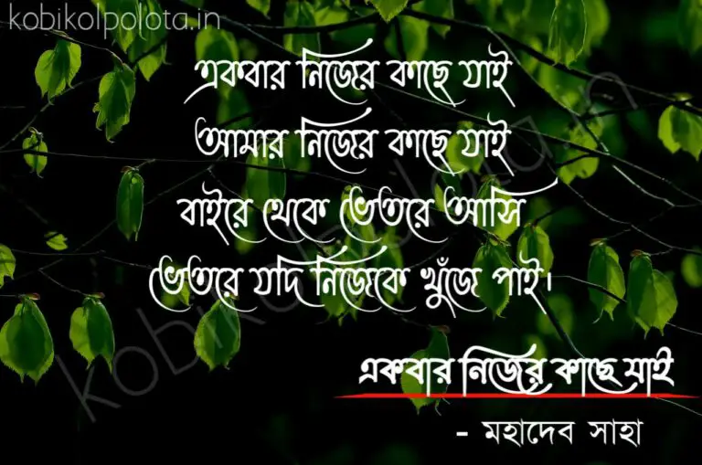 Bengali Poem, Akbar nijer kache jai kobita lyrics written by Mahadev Saha বাংলা কবিতা, একবার নিজের কাছে যাই লিখেছেন মহাদেব সাহা।
